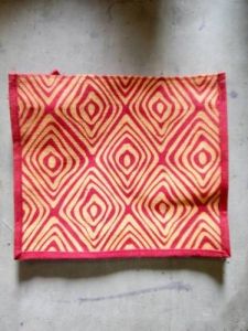 Red Geometric Print Jute Gift Pouch