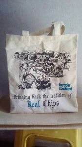 Vintage Print Canvas Grocery Tote Bag