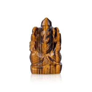 Tiger Eye Stone Ganesh Murti - God Stone Statue