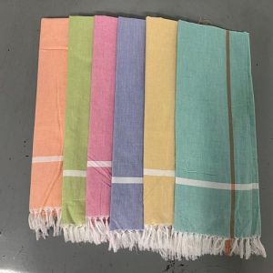 30x60 Inch Multicolor Plain Cotton Towel With Border