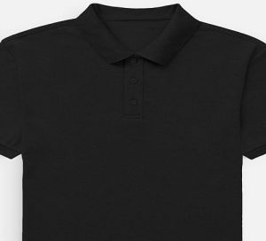 Mens Plain Black Cotton Polo T-Shirt