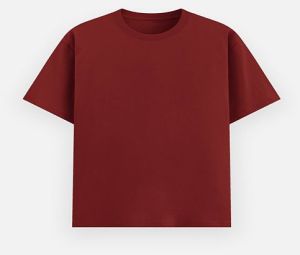 Plain Red Poly Cotton Round Neck Unisex T-Shirt
