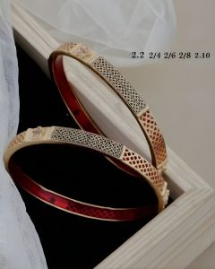Premium Gold-Plated Designer Bangles with Cut-Work Pattern & Red Enamel Inner Finish