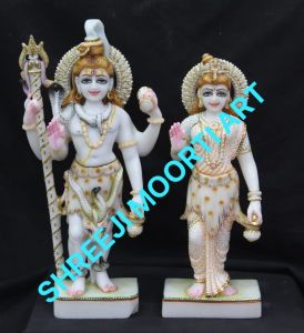 Lord Shiv Parvati Marble Statue