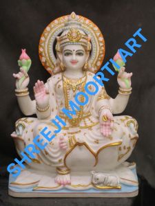 White and Golden Marble Maa Saraswati Statue