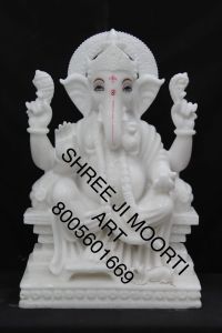 White Lord Ganesha Marble Statue