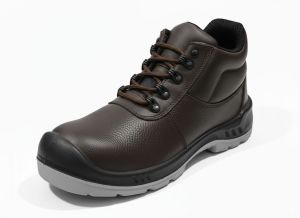 Brown High Ankle Leather Safety SHOES-B675DD
