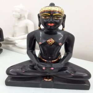 Black Marble Mahavir Swami Statue