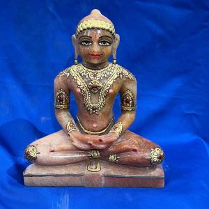 Brown Marble Jain Mahaveer Statue