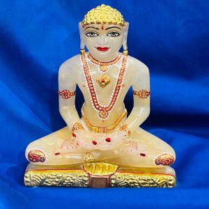 Carved Marble Jain Mahaveer Statue