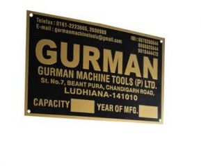 Custom Industrial Anodized Aluminum Label, for Machinery &AMP; Equipment