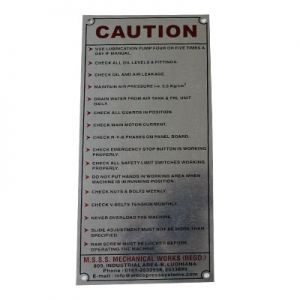 Industrial Anodized Aluminum Equipment Label