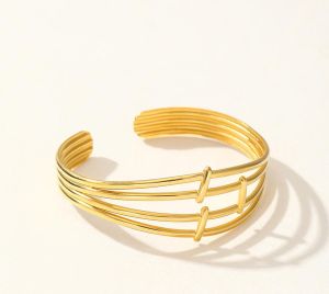 Brass Grid Band Cuff Bracelet