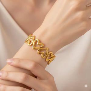 Brass Heart Link Bracelet