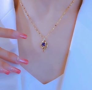 Golden Teardrop Purplestone Necklace