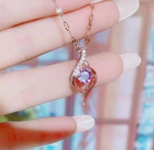 Golden Teardrop Purplestone Necklace