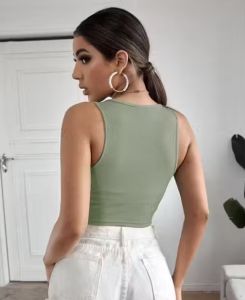 Ladies Light Olive Tank Top