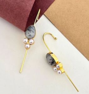 Willow Leaf & Pearl Earrings