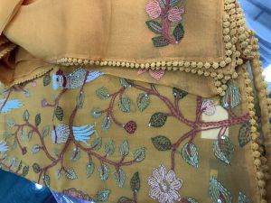 Kantha Butta Embroidered Organza Suit