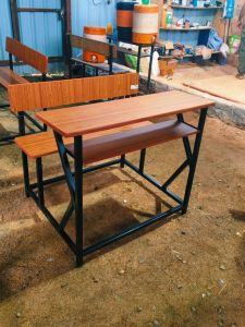 Wooden Polished School Dual Desk Bench