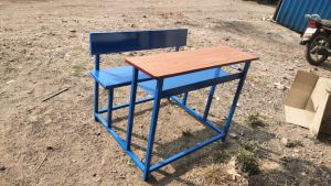 Blue Mild Steel Frame Classroom Desk
