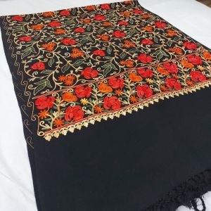 Ladies Golden Lace Floral Cashmilon Stole