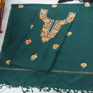 Ladies V-Neck Floral Woolen Embroidery Suit