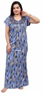 Ladies Blue Printed Nightgown