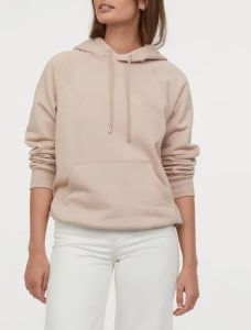 Ladies Light Beige Casual Hoodie with Kangaroo Pocket