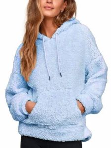 Ladies Sky Blue Cozy Sherpa Hoodie