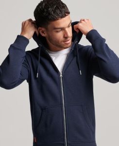 Mens Stylish Navy Blue Zip-Up Hoodie