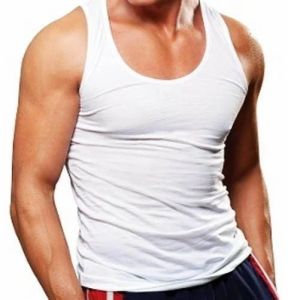 Mens White Sleeveless Vest