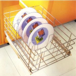 Stainless Steel Plate Storage Basket, for Kitchen