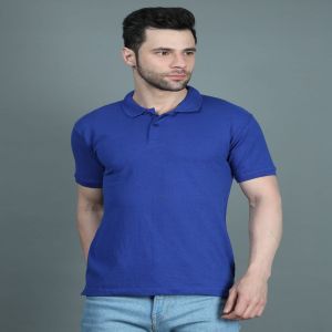 Mens Blue Cotton Polo T-Shirts