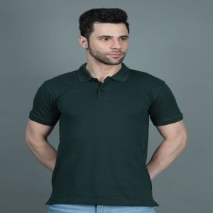 Mens Green Cotton Polo T-Shirts