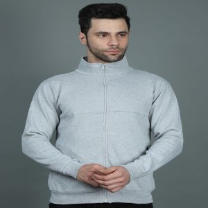 Mens Grey Cotton Fleece Jackets