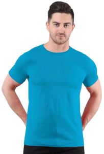 Mens Sky Blue Bio Washed Round Neck T-Shirts