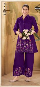 Purple Embroidered Co-Ord Set