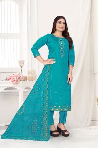Tale Blue Pure Gadhwal Embroidered Ladies Kurta Set