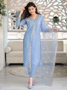 Blue Embellished Ladies Kurta Set