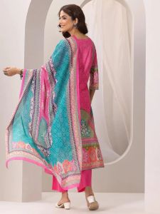 Pink French Crepe Printed Ladies Kurta Set