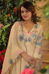Camel Beige Viscose Chanderi Embroidered Ladies Kurta Set