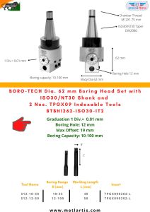 Micro Boring Head 10-100 Mm with ISO30 Shank and 3 Nos. TPGX09 Tools