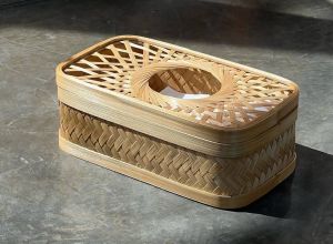 Bamboo Oval Slot Tissue Box Cover