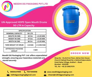 50 Ltr. Un Approved HDPE Open Mouth Drum