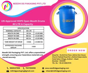 80 Ltr. Un Approved HDPE Open Mouth Drum
