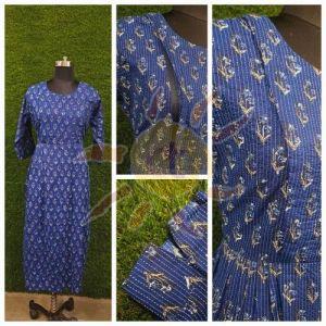 Ladies Blue Printed Anarkali Kurti