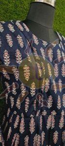 Ladies Black Cotton Printed Anarkali Kurti