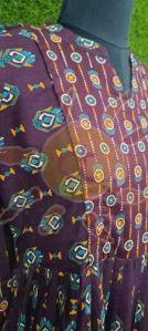 Ladies Maroon Printed Anarkali Kurti