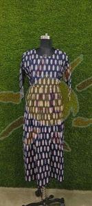 Ladies Black Cotton Printed Anarkali Kurti